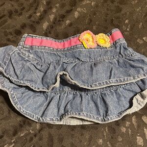 Denim Skirt with Floral Accents